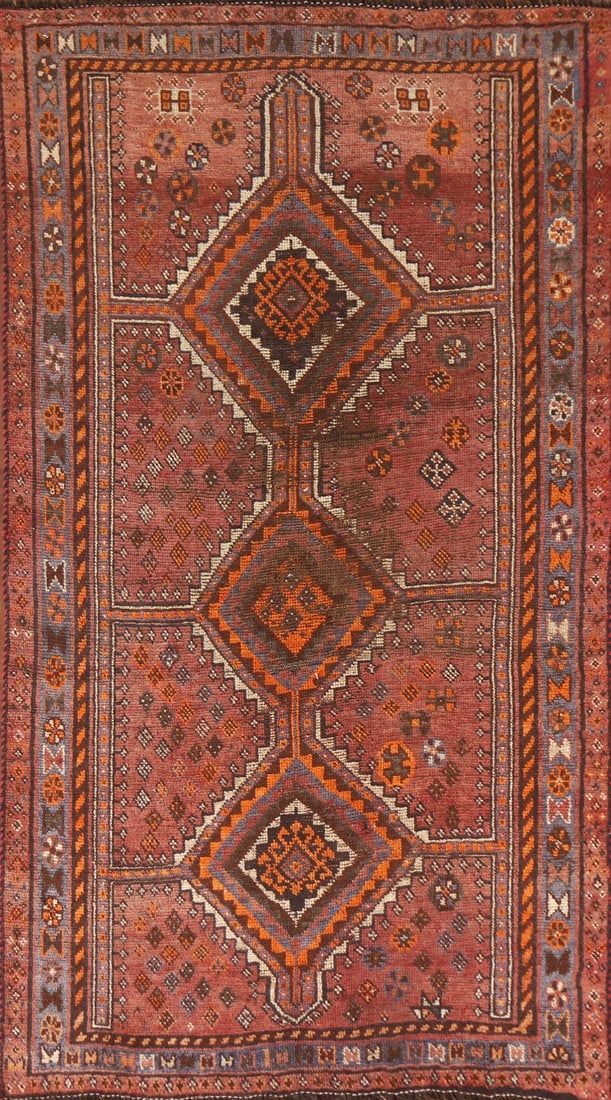 Antique Vegetable Dye Qashqai Persian Rug 3x6 (1 of 20)