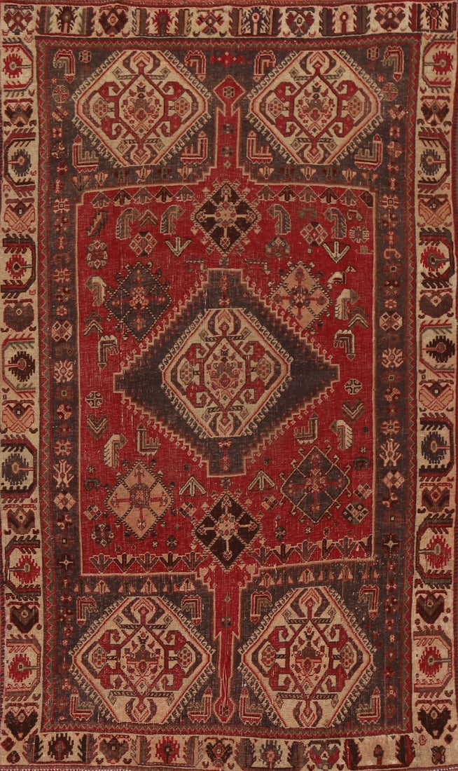 Vegetable Dye Antique Shiraz Persian Rug 4x8 (1 of 20)