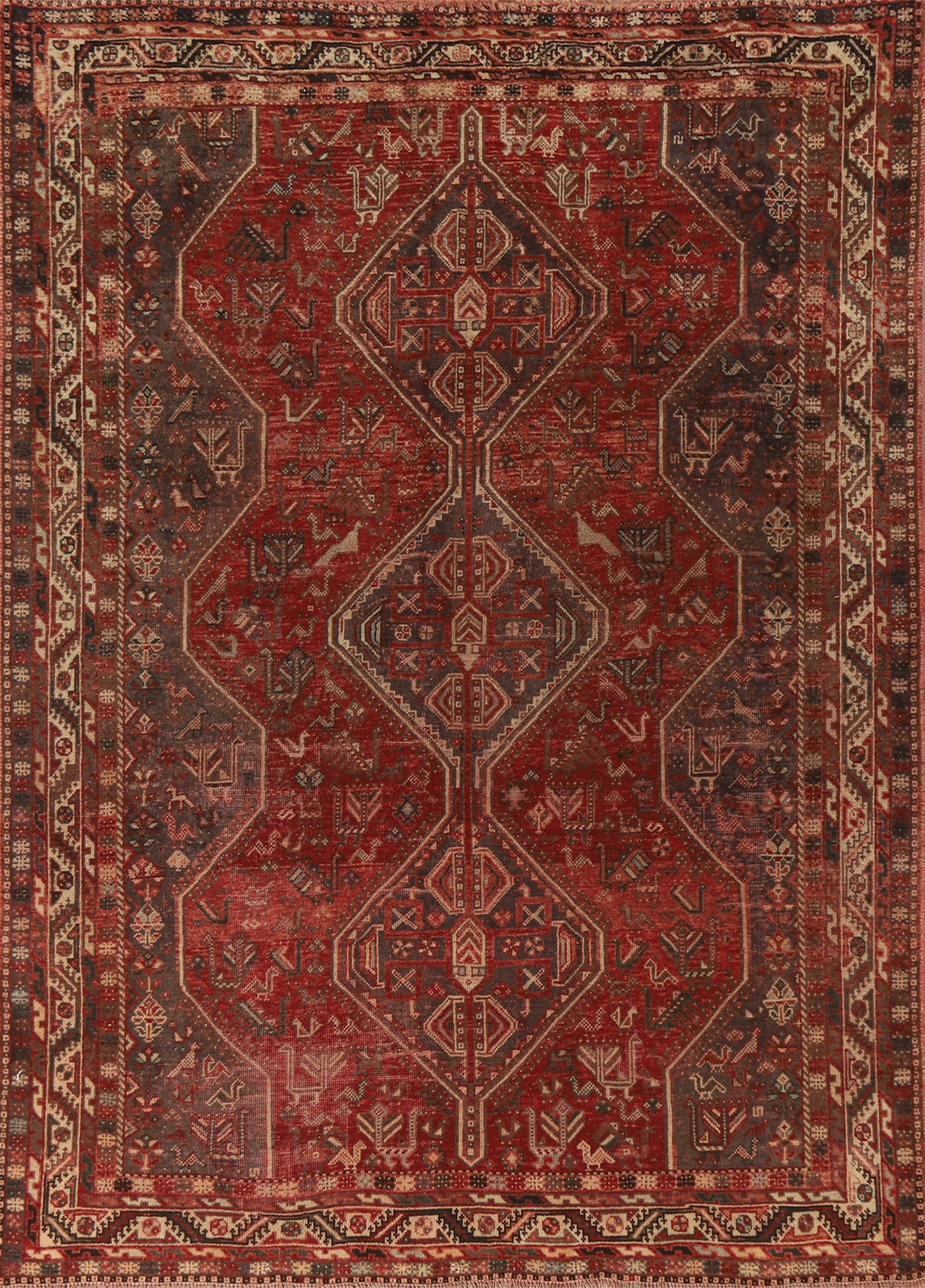 Antique Red Shiraz Persian Area Rug 7x9 (1 of 20)