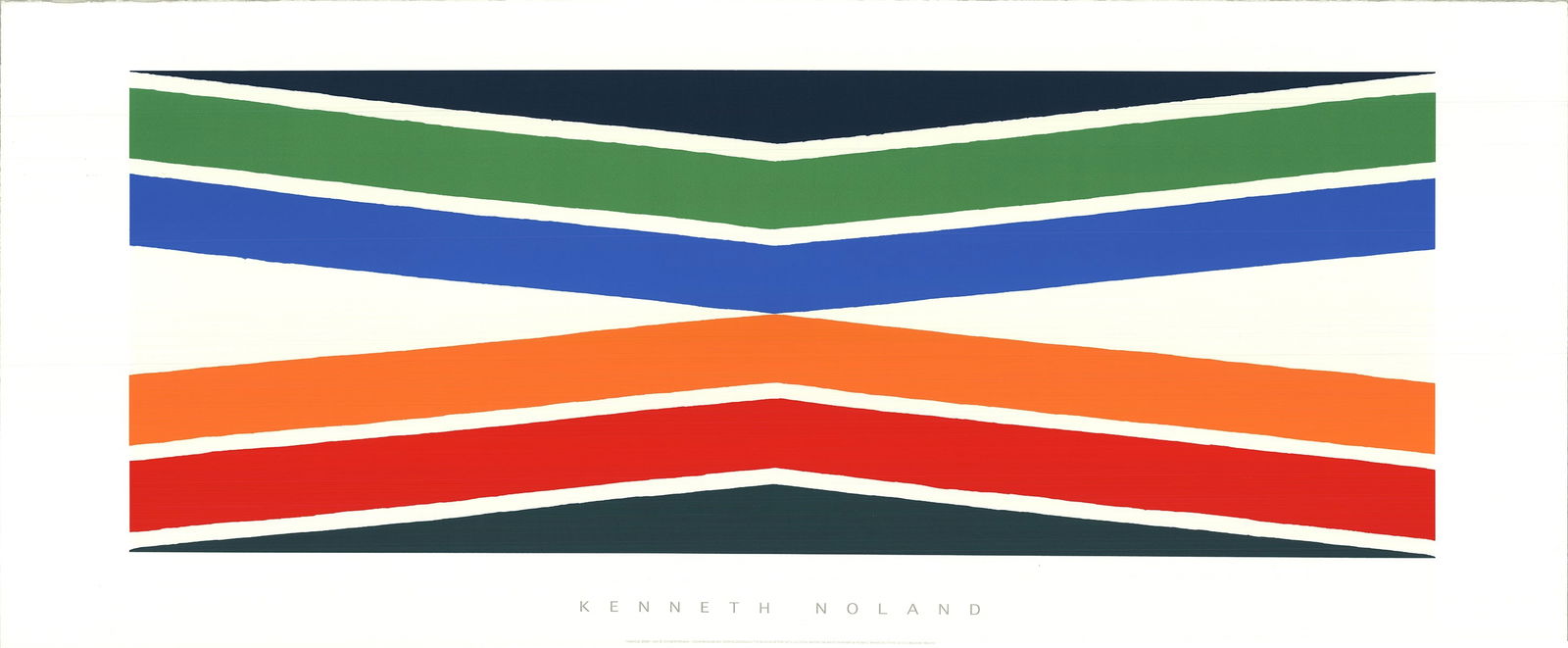 Kenneth Noland - Tropical Zone - 2005 Serigraph 19.75" x 47.25": Tropical Zone by Kenneth Noland, 2005 Unsigned Serigraph. Paper size is 19.75 x 47.25 inches, with an image size of 14.5 x 39.5 inches. The Serigraph is from an unknown edition size. and is not framed