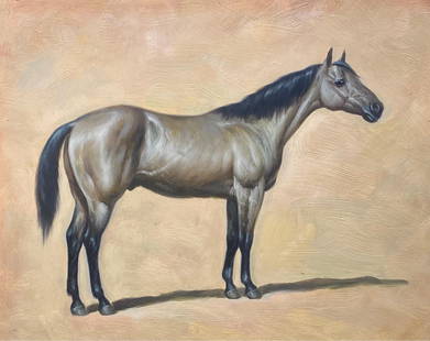 Fine Equestrian Horse Portrait British Oil Painting - Horse standing 20th century: Portrait of a Horse British School, 20th century oil painting on panel, unframed paintings size: 8 x 10 inches condition: excellent provenance: from a private collection here in England A very fine eq