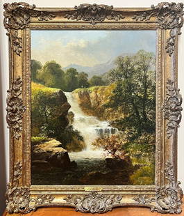 Fine Victorian Signed Oil Painting Figures by Waterfall Capel Curig Wales: British School, 19th century Figures by Waterfall, Capel Curig, North Wales oil painting on canvas, framed framed: 27 x 23 inches canvas: 22 x 17 inches provenance: private collection, UK condition: v