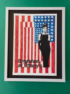 DEATH NYC Hand Signed LARGE Print Framed 16x20in COA BREAKFAST AT TIFFANY'S: This is a Stunning and Scarce 100% Authentic New Print by Death NYC Hand Signed and Numbered in Pencil by the Artist Limited Edition of 100 Large Size: 45cm x 32cm About 18x13in Fine Art 300