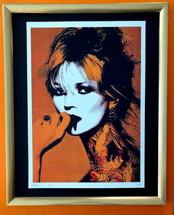 DEATH NYC Hand Signed LARGE Print Framed 16x20in KATE MOSS WITH TATTOOS POP ART: This is a Stunning and Scarce 100% Authentic New Print by Death NYC " KATE MOSS" Hand Signed and Numbered in Pencil by the Artist Limited Edition of 100 Large Size: 45cm x 32cm About 18x13in Fine Art