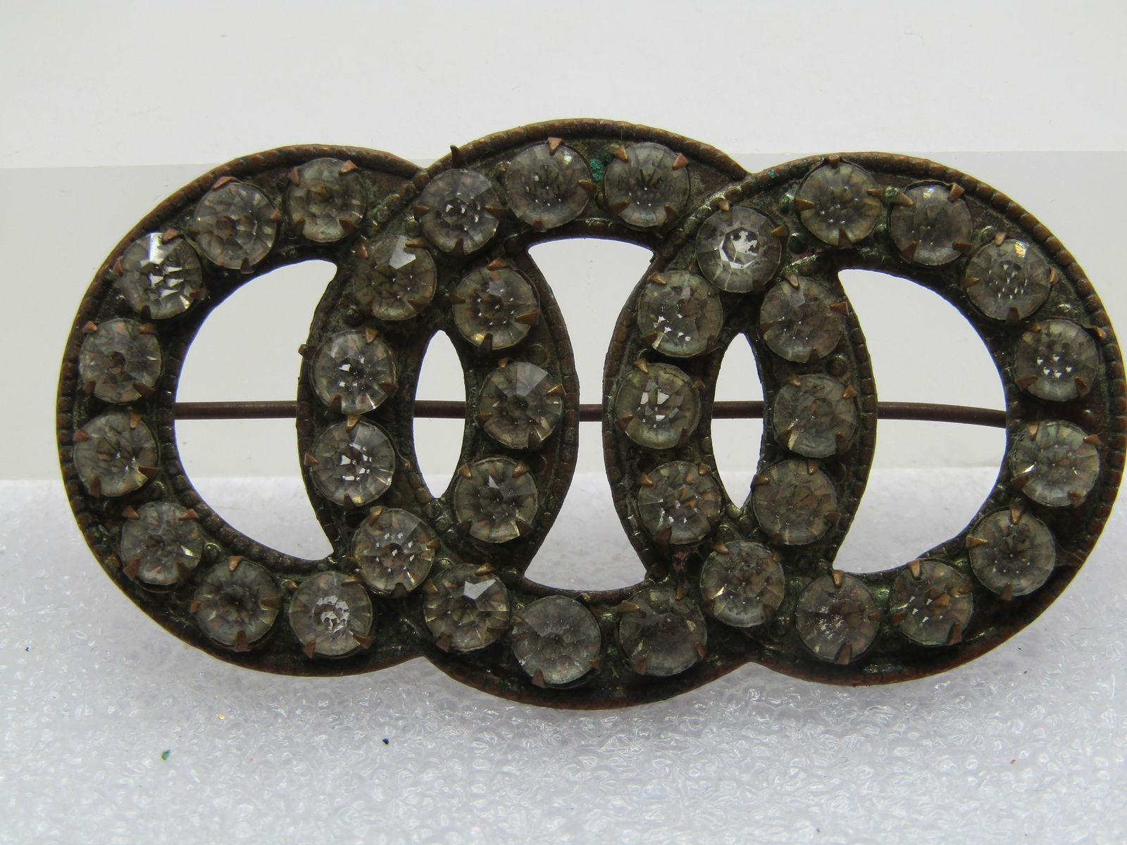 VictorianTriple Rhinestone Circle Brooch, 1800's- 1910's,  C-Clasp (1 of 4)
