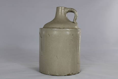 Antique Ceramic White Whiskey Jug: Title: Antique Ceramic White Whiskey JugDescription: Whiskey Jug stoneware Moonshine 2 Tone - Brown and Oatmeal Stoneware Jug Crock Spirits Antique Primitive Farmhouse Decor Stoneware cowboy saloon