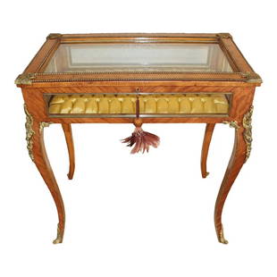 Exquisite French Kingwood Bijouterie Table With Brass Ormolu Mounts - Rare 19th Century Find!: Exquisite French Kingwood Bijouterie Table with Brass Ormolu Mounts - Rare 19th Century Find! Discover the epitome of elegance with this stunning French Kingwood Bijouterie Table, adorned with