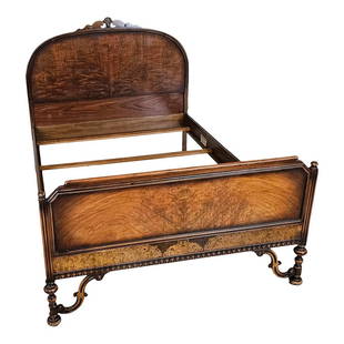 Late 19th Century Antique Berkey & Gay Full Bed: This is a rare antique Berkey & Gay walnut bedroom set that is sure to add a touch of elegance to any bedroom. The set includes a beautiful twin-size bed frame and other matching furniture pieces.