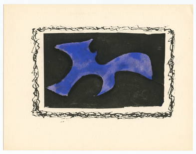 Georges Braque 1959 pochoir "Forme": Medium: pochoir (after the watercolor). This charming pochoir was printed by Daniel Jacomet in a limited edition of 900 and published in Paris in 1959 by Editions XXe Siecle for "Le Solitaire". A nice