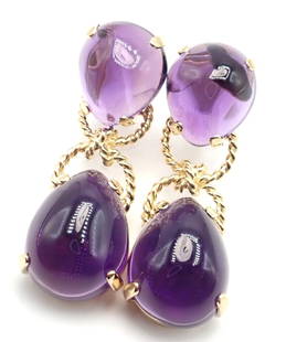 Rare! Authentic Verdura 18k Yellow Gold Large Amethyst Drop Earrings: Rare! Authentic Verdura 18k Yellow Gold Large Amethyst Drop Earrings Rare! Authentic Verdura 18k Yellow Gold Large Amethyst Drop Earrings Product Description About This Piece: Metal: 18k Yellow Gold W