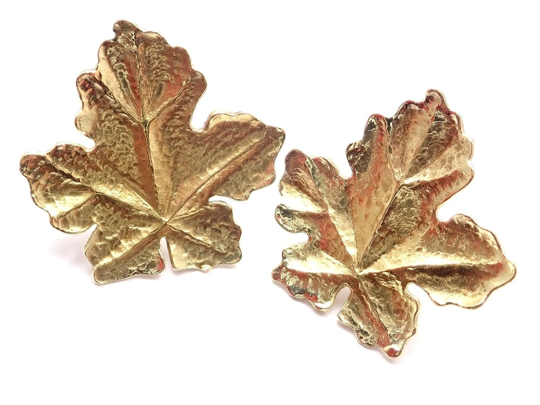 Rare! Authentic Vintage Tiffany & Co 18k Yellow Gold Leaf Earrings (1 of 9)