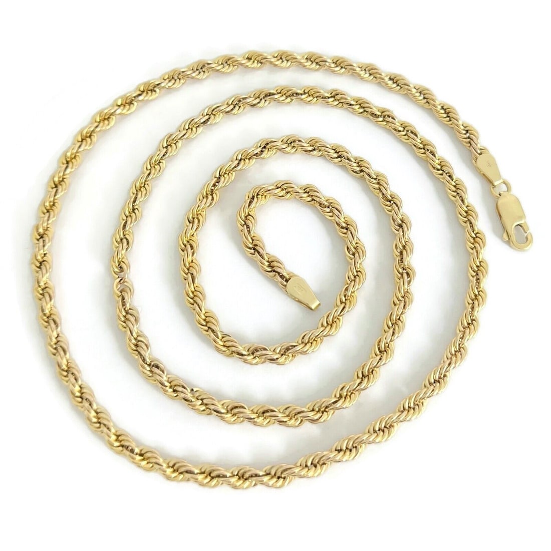 Long Rope Chain Necklace 10K Yellow Gold, 24 Inches, 3.7 mm, 8.14 Grams (1 of 8)