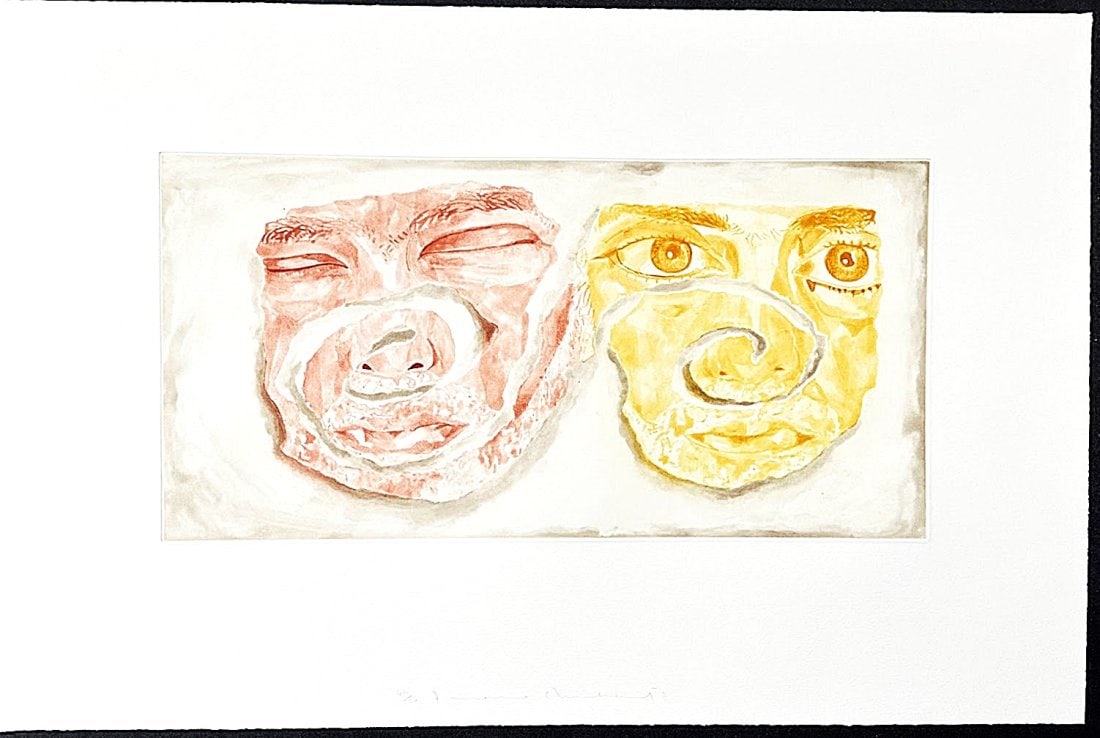 Francesco Clemente: Celtic Self-Portrait 2003: Artist: Francesco Clemente Title: Celtic Self-Portrait 2003 Description: Aquatint Etching 27 3/4" x 18 1/4"sheet, signed and numbered ed. of 50 Reserve: $450.00 Shipping: Domestic: Flat-rate of $35.00