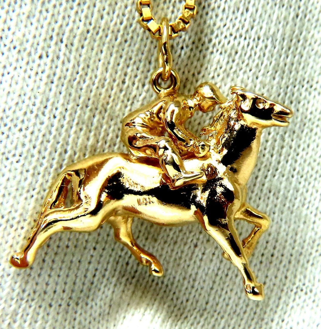 Jockey High Speed Derby Racer Necklace 14 Karat (1 of 4)