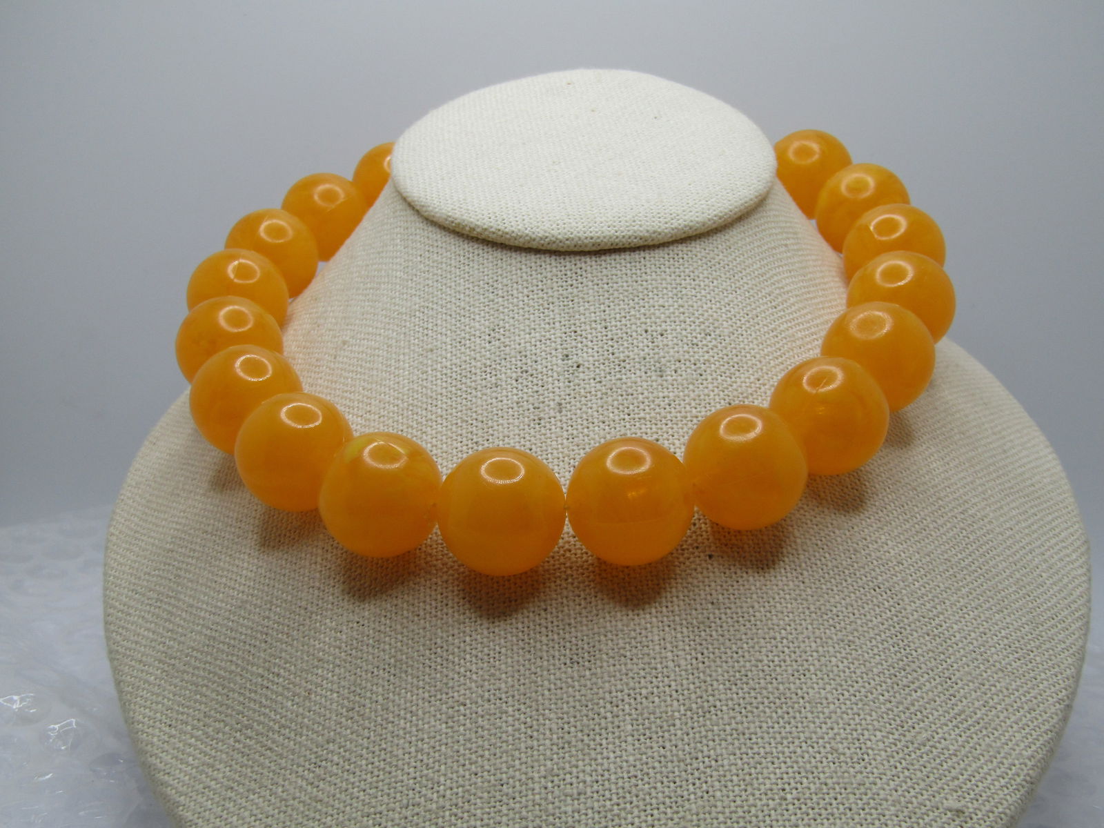 Vintage Chunky Plastic  Beaded Necklace, 18", Butterscotch, Signed W.Germany, 1940's-1950's (1 of 5)
