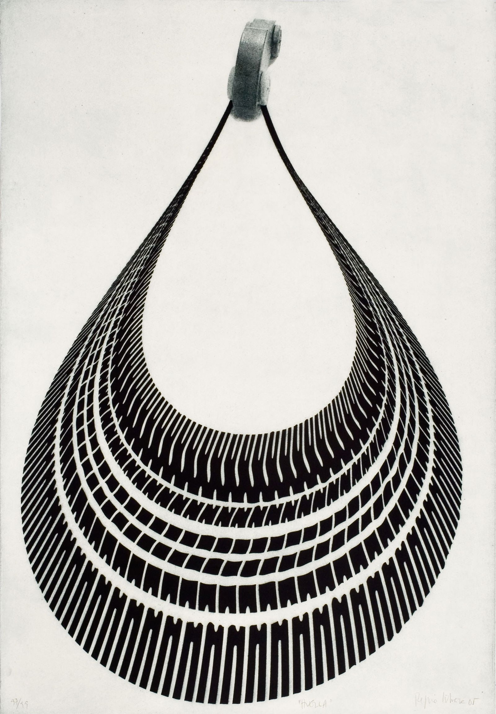 Regina Silveira Brazilian photoengraving 2005, 27.6 x 19.7 in.: Artist: Regina Silveira (Brazil, 1939) Title: Huella from Portfolio "Eclipses" Date/Period: 2005 Medium: photoengraving Dimensions: 27.6 x 19.7 in. (70 x 50 cm.) Reserve: $290.00 Shipping: Domestic: F