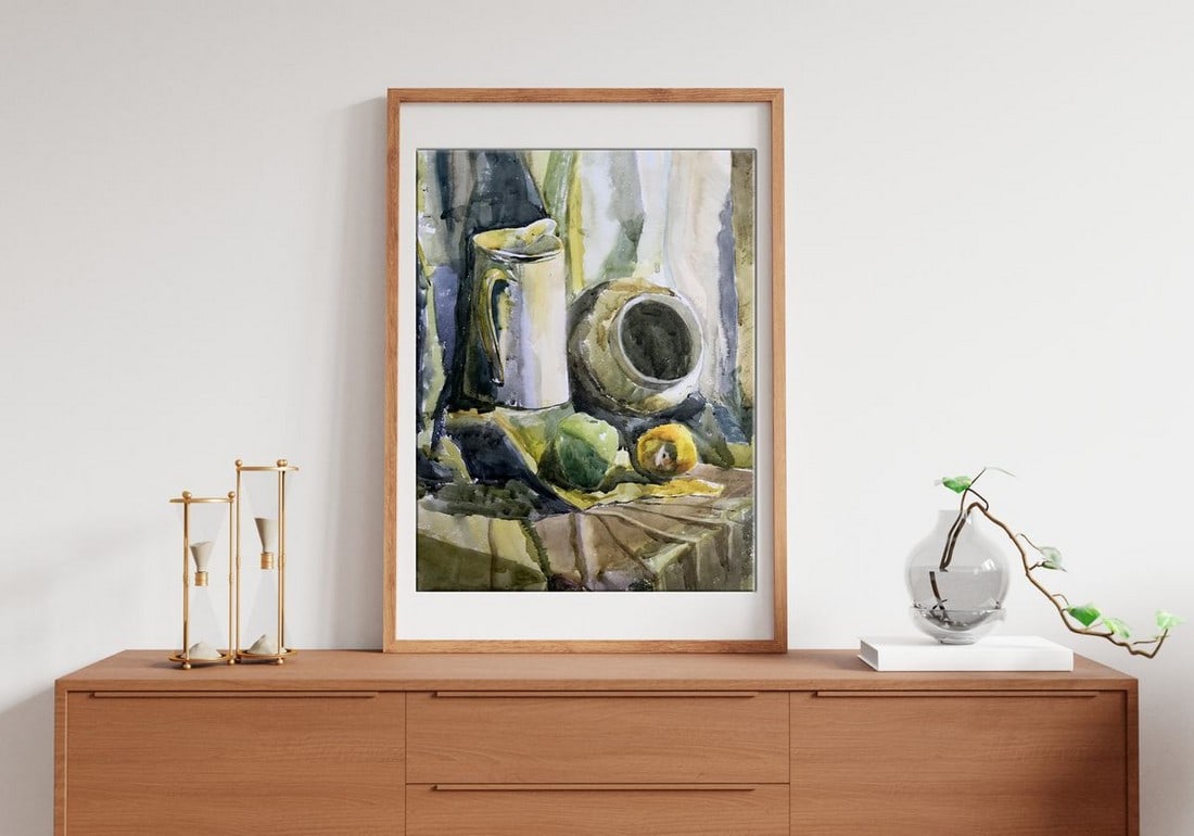 Watercolor painting Fruit on the table Unknown artist (1 of 11)