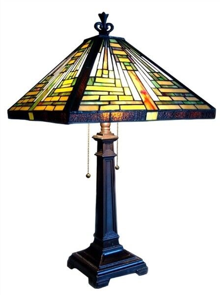 24" 2 light Stained Glass Mission Table Lamp (1 of 1)