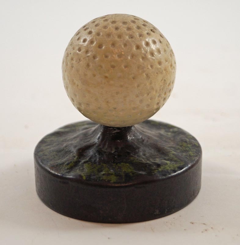 Antique Golf Ball on Green Cast Iron Paperweight (1 of 5)