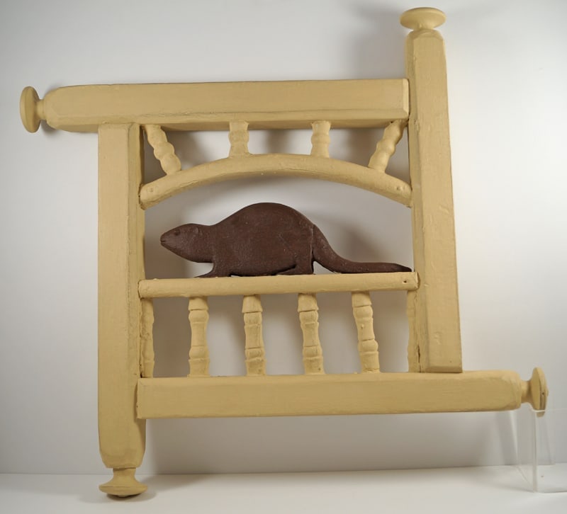 Carved Beaver Fragment of Screen Door Folk Art: Title: Carved Beaver Fragment of Screen Door Folk Art Dimension: App. 18 ¼” tall x app. 20” wide Date: Ca. 1930’s Additional Information: Fragment from a 1930’s Cabin Scre