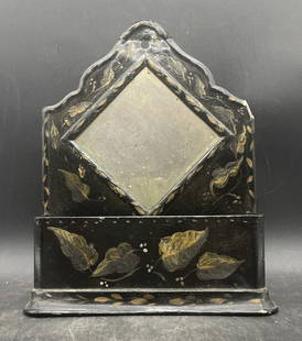 Primitive Tin Mirrored Comb Box Wall Hanging: Title: Primitive Tin Mirrored Comb Box Wall Hanging Date/Period: UNKNOWN Dimension: approx 11 x 9 x 3 Material: metal Additional Information: Primitive Tin Mirrored Comb Box Wall Hanging Shipping: Dom