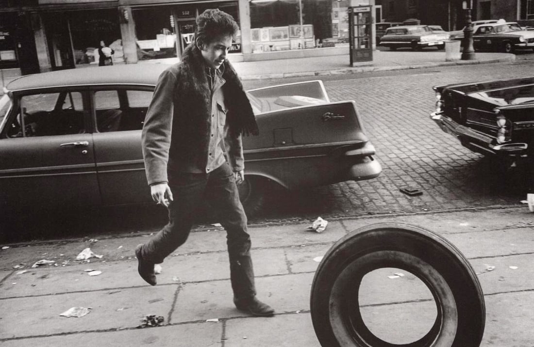 JIM MARSHALL - Bob Dylan, NYC, 1963: Artist: JIM MARSHALL Print Title: Bob Dylan, NYC, 1963 Printing Date: 1990’s Medium: Duotone Photo-lithograph Printed in: Italy Image Size: approx. 5 x 8” Jim Marshall1936– 2010) was