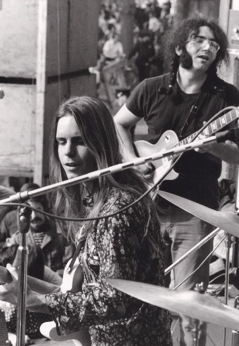 LINDA MCCARTNEY - Jerry Garcia and Bob Weir, Central Park: Artist: LINDA MCCARTNEY Print Title: Jerry Garcia and Bob Weir, Central Park Medium: Photolithograph Printed 1990’s in Italy Image size (inches) approx. 8.5 x 6” Additional Information: CO