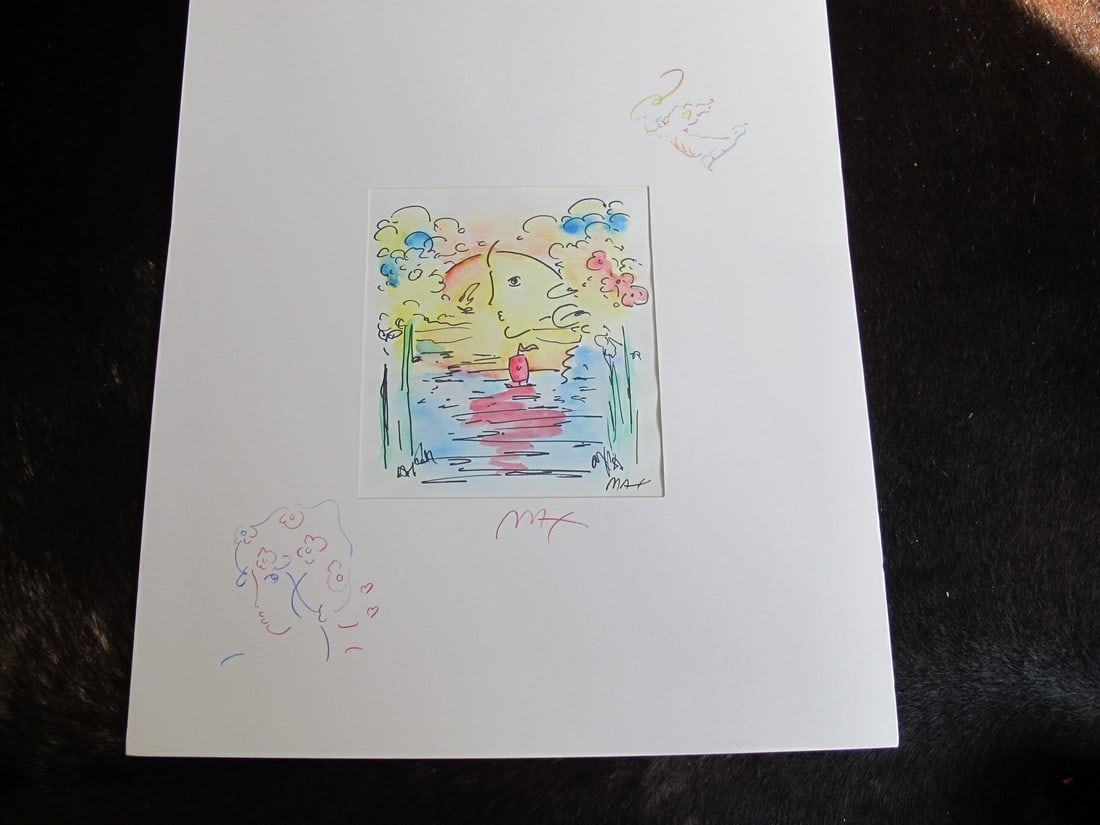 Peter Max ORIGINAL 19"x22" inch Watercolor With color pencil Better World Art Work Original One of (1 of 9)