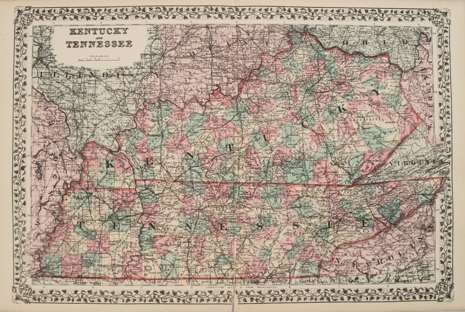 1876 Mitchell Map of Kentucky and Tennesssee -- Kentucky and Tennesssee: Title: 1876 Mitchell Map of Kentucky and Tennesssee -- Kentucky and Tennesssee Cartographer: S Mitchell Year / Place: 1876 Philadelphia Map Dimension (in.): 14.2 X 21.3 in. This is a very nice double 