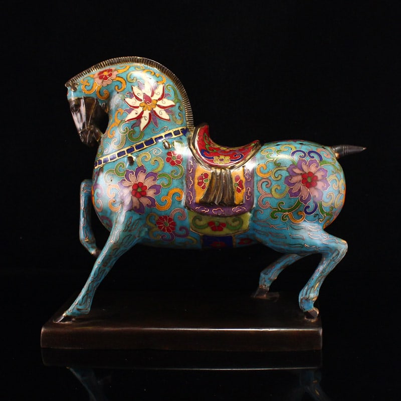 Old Chinese Bronze Cloisonne Horse Statue (1 of 10)