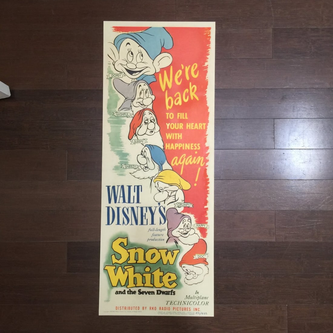 Snow White And The Seven Dwarfs (r.1943) US Insert Movie Poster (1 of 4)