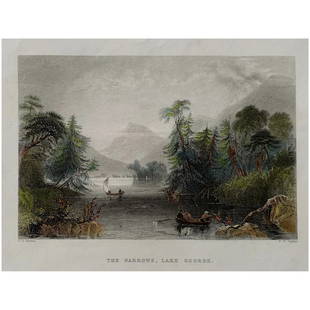 1840. The Narrows, lake George.: The Narrows, lake George. Engraver: Francis William Topham (Leeds 15 April 1808 – 31 March 1877 Córdoba) Artist: after William Henry Bartlett (1809 – 1854). Production date: c. 1840. Size: 27x20,