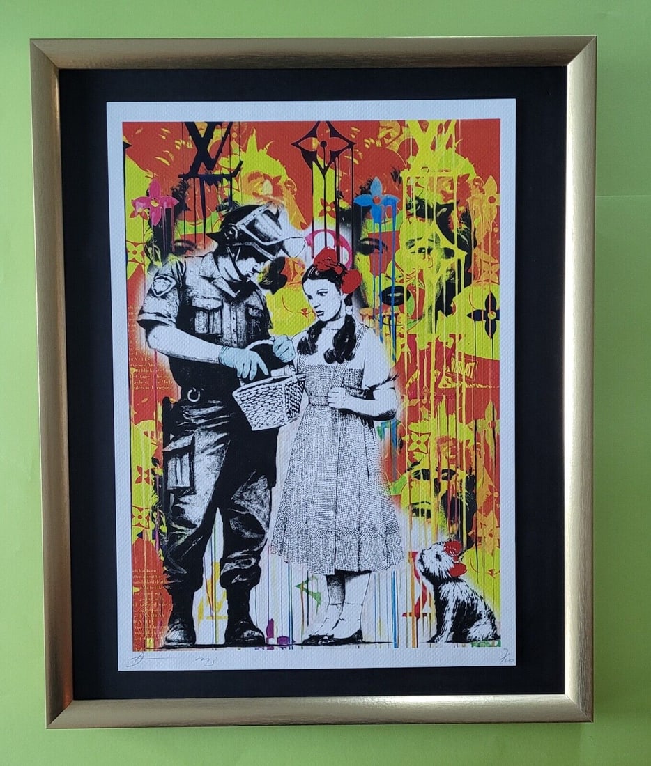 DEATH NYC Hand Signed LARGE Print Framed 16x20in COA WIZARD OF OZ BANKSY LV *: This is a Stunning and Scarce 100% Authentic New Print by Death NYC Hand Signed and Numbered in Pencil by the Artist Limited Edition of 100 Large Size: 45cm x 32cm About 18x13in Fine Art 300 gsm Paper