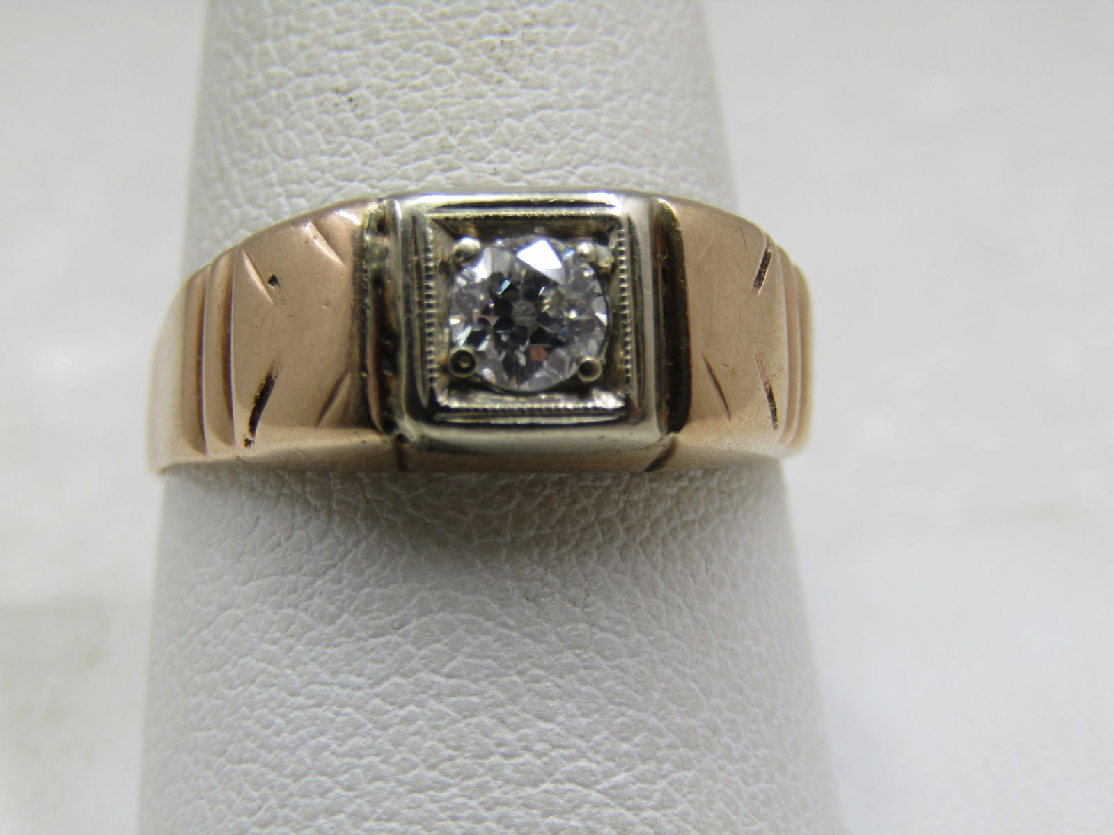 Vintage 10kt Men's Diamond Ring, .33 CTW, Wedding, Sz. 10 (1 of 7)