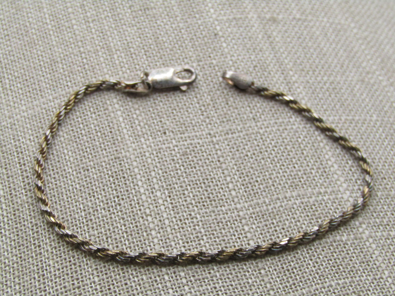 Vintage Sterling Rope Chain Bracelet, 7.5", 1980's-1990's, Signed P.T. (1 of 5)