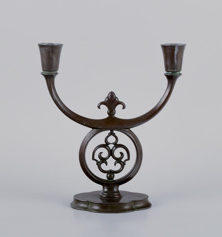 Just Andersen, Art Deco candlestick in "diskometal". Early model. (1 of 6)