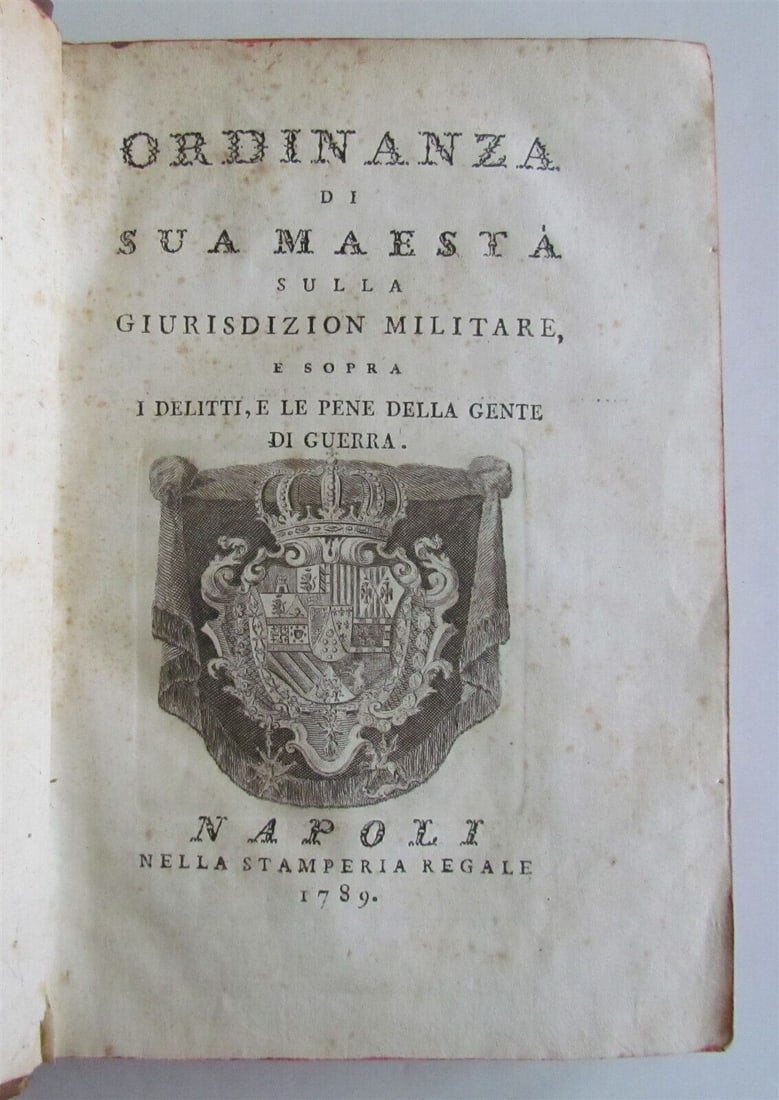 1789 ITALIAN MILITARY CODE Kingdom of Naples antique giurisdizione militare (1 of 7)