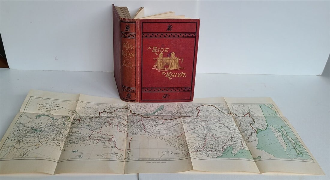 1876 A RIDE TO KHIVA by FRED BURNABY antique ILLUSTRATED w/ MAPS (1 of 3)