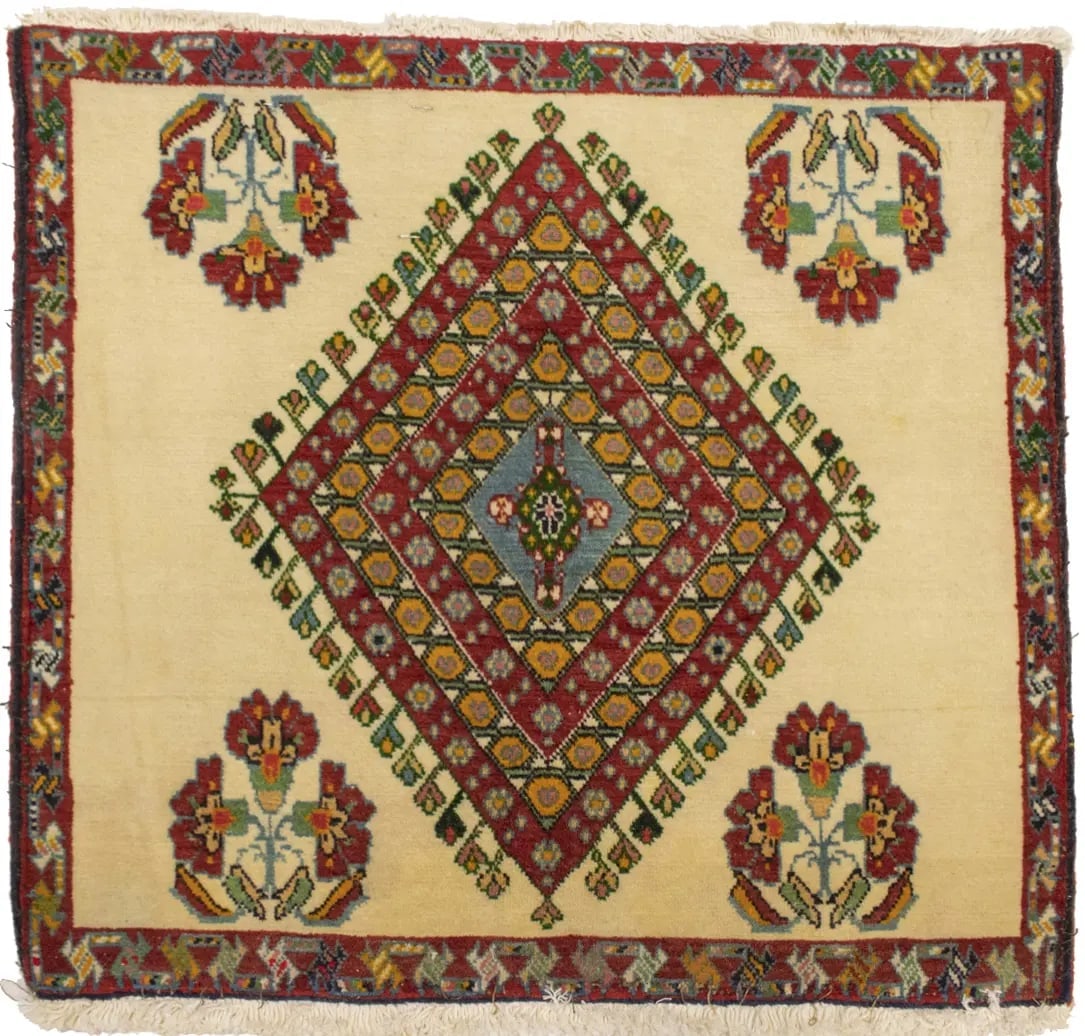 Vintage Beige Tribal 2X2 Abadeh Persian Rug (1 of 15)