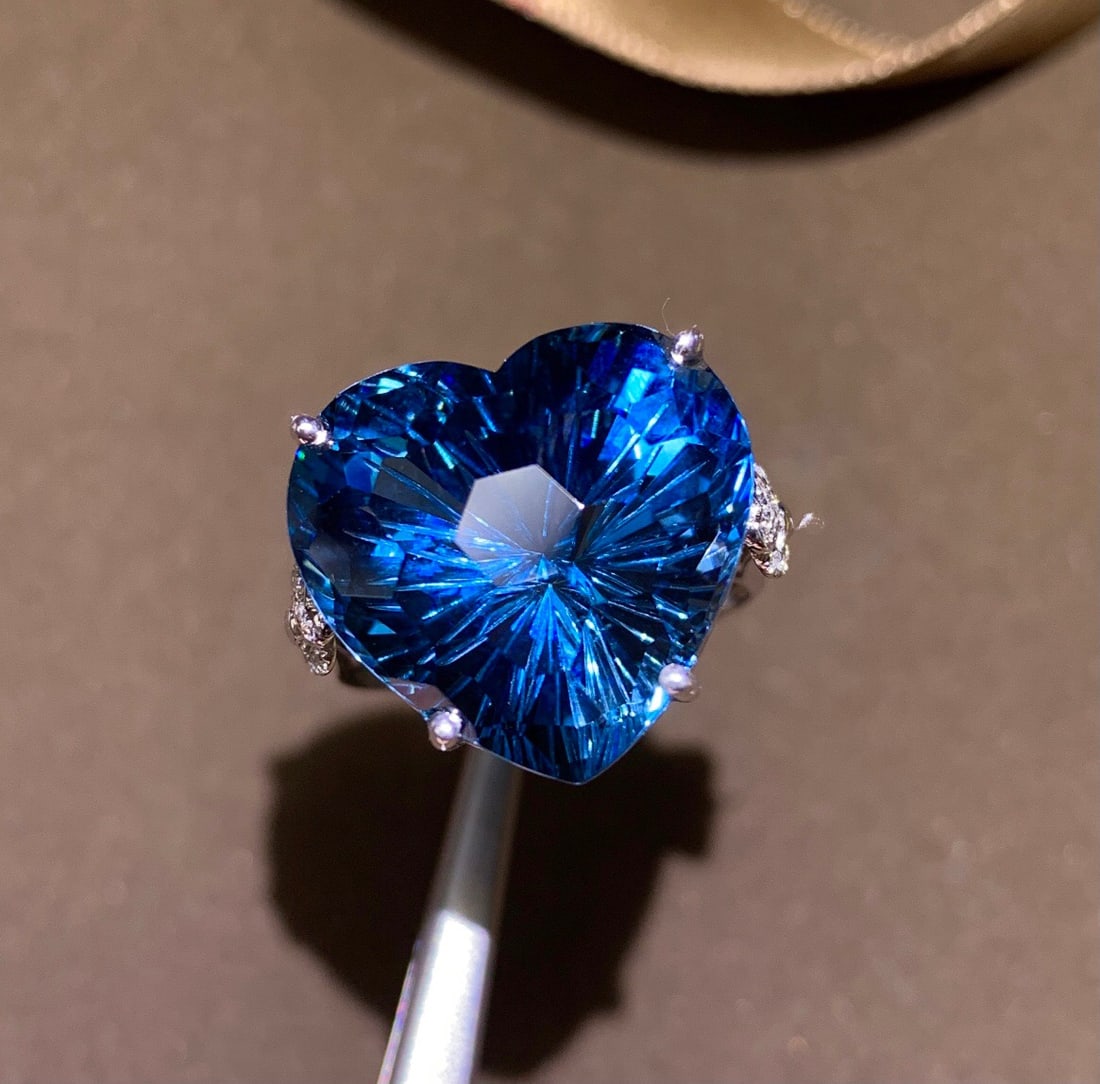 18K White Gold 18.33 CTW Topaz & Diamond Ring (1 of 9)