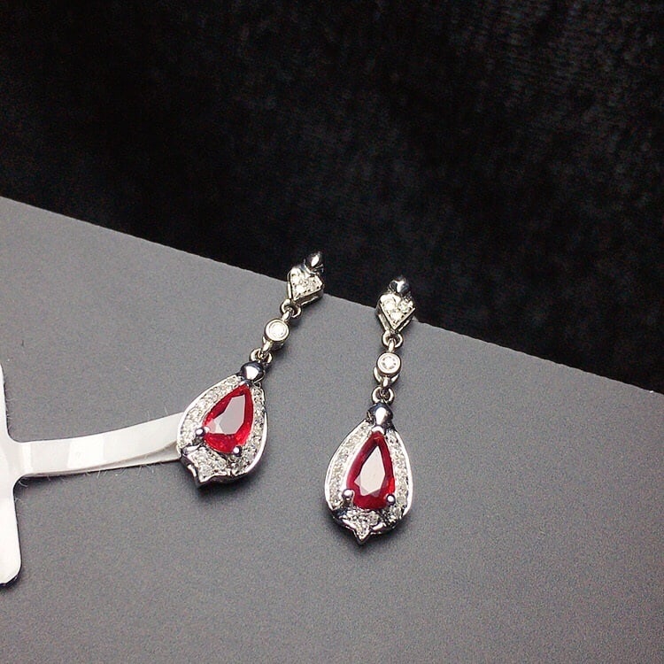 18K White Gold 0.6 CT Ruby & Diamond Earrings (1 of 4)