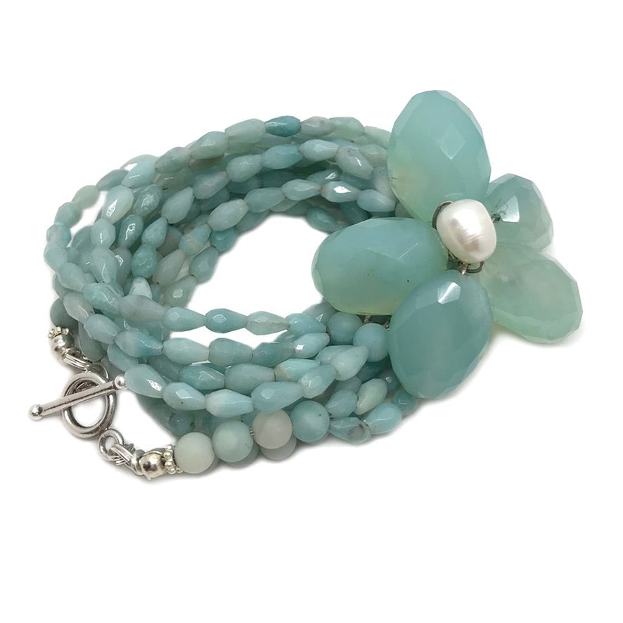 Amazonite and Chalcedony Wrap Bracelet (1 of 3)