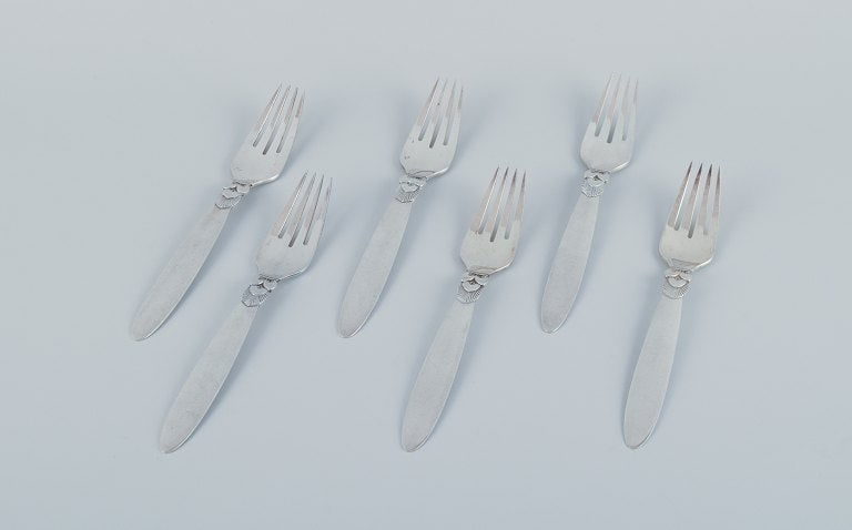 Georg Jensen, Cactus, a set of six sterling silver dinner forks. (1 of 4)