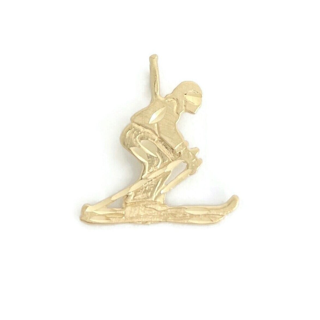 Skier Ski Necklace Pendant Bracelet Charm 14K Yellow Gold, .91 Grams (1 of 7)