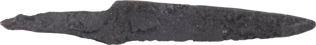 VIKING SIDE KNIFE OR POUCH KNIFE, 879-1067 AD CAMBRIDGESHIRE, ENGLAND: Cambridgeshire, England. Just under 3” (2.93”) total length with wedge section blade for slashing and tapered "whittle tang" which identifies these, as they were used without guards, mount