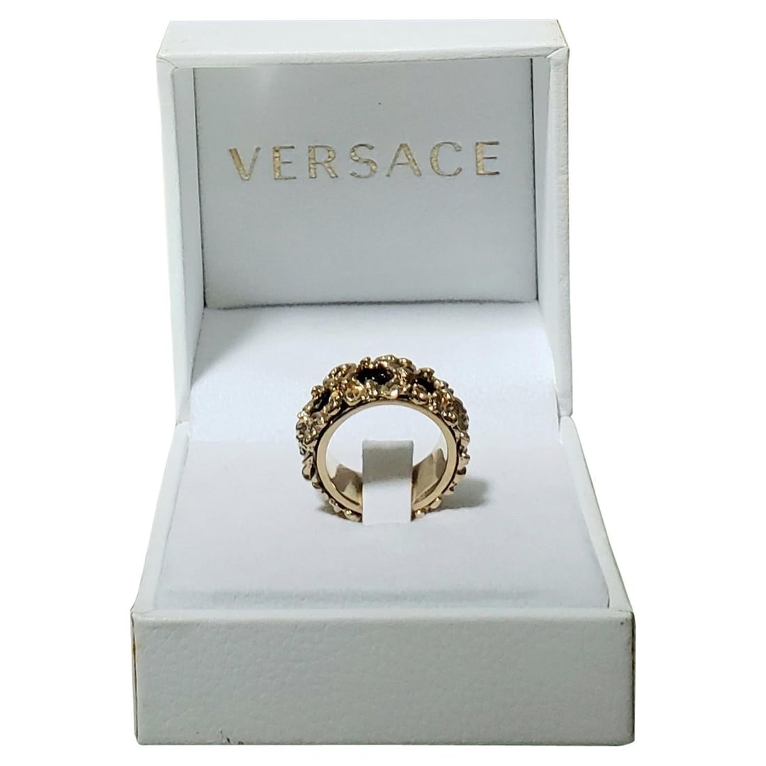 VERSACE 24K GOLD PLATED MEDUSA RING w/BLACK INSERTS size 10 (1 of 20)