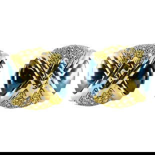 Bulgari Diamond Hematite 18K Gold Earrings: Designer: Buldari Circa: 1990 Materials: 18K Yellow Gold Gemstone: round brilliant cut diamond Weight: 31.4 grams Measurement: 7/8" x 7/8 " Hallmarks: BVLGARI, 1990, 750 An opulent pair of vintage