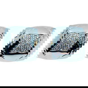 Bulgari Pyramid White Gold Earrings Diamond: A pair of iconic Bulgari Pyramid earrings, made in 18k white gold, feature diamond. Perhaps, the most classic version of the Pyramid, suitable for everyday wear. The convex, pointed center with a
