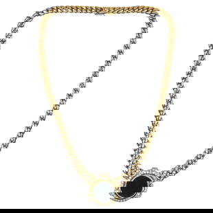 Italian Ancient Coin 18k Gold Diamond Necklace: - 18k Yellow Gold - Total weight: 72.0 grams - Signature: *942 MI - Ornament size: 1.25" x 1.25" - Gemstone: Diamond - Stone count: 135 (missing 1 diamond along the chain) - Carat Weight: 2.70 -