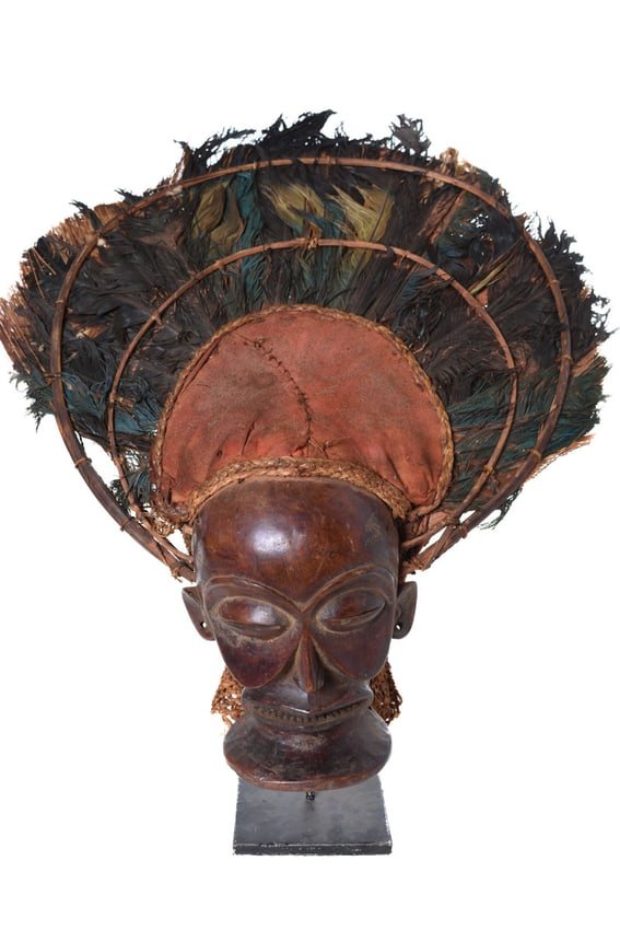 Chihongo Mask - Raphia, Wood - Chokwe - DR Congo (1 of 1)